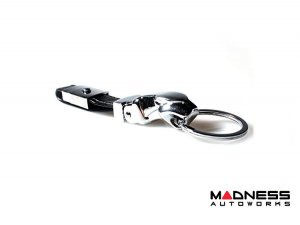 Jaguar Keychain - Black Leather Strap w/ clasp - Chrome Jaguar Head Jaguar Keychain - Black Leather Strap w/ clasp - Chrome Jaguar Head